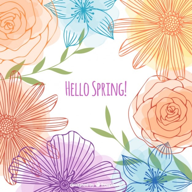 Sketches flowers spring background