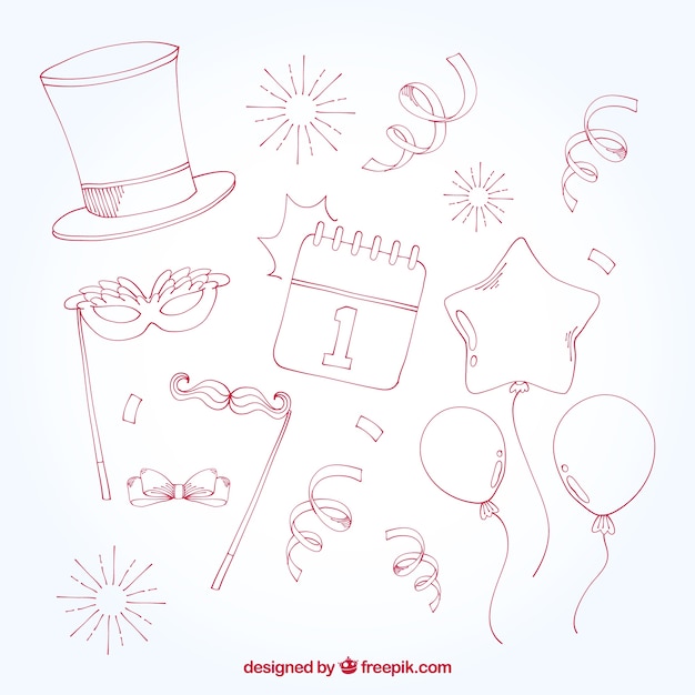 Sketches of new year decoration elements