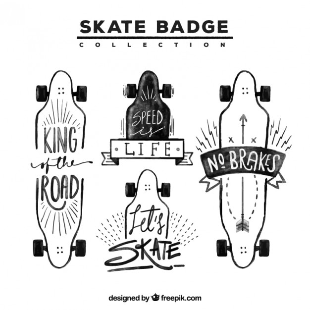 Sketches skateboards in modern style