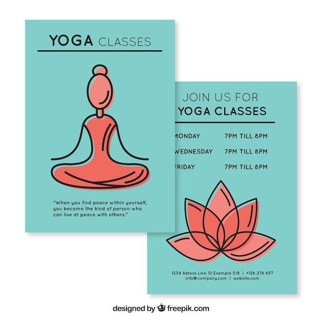 Sketches woman and florwer yoga classes\
flyer