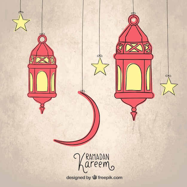 Sketchy Arabic Lanterns For Ramadan Kareem Vector Free Download