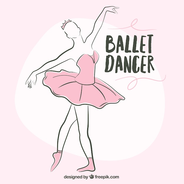 Sketchy ballerina with a pink tutu
