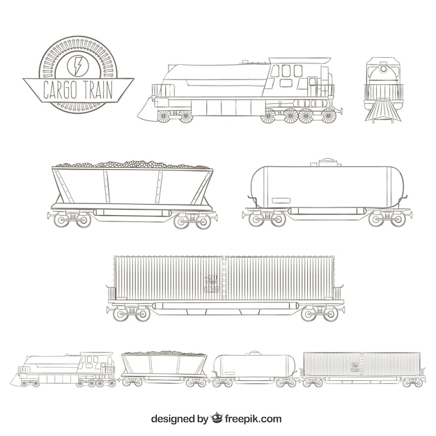 Free Vector Sketchy cargo train