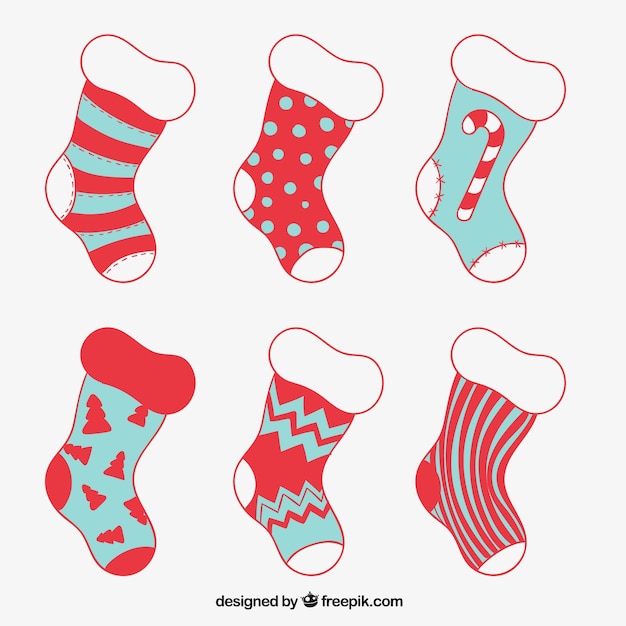 Download Sketchy christmas socks collection | Free Vector