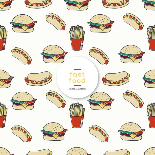 Sketchy fast food editable pattern