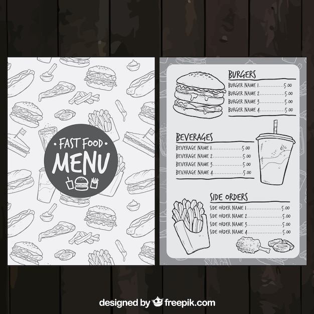 Sketchy fast food menu Vector | Free Download