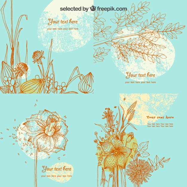 Download Free Vector | Sketchy floral card template