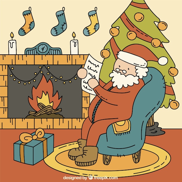 Free Vector | Sketchy santa claus sitting on a armchair