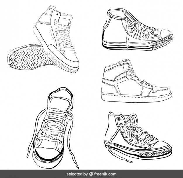 Sketchy sneakers set | Free Vector
