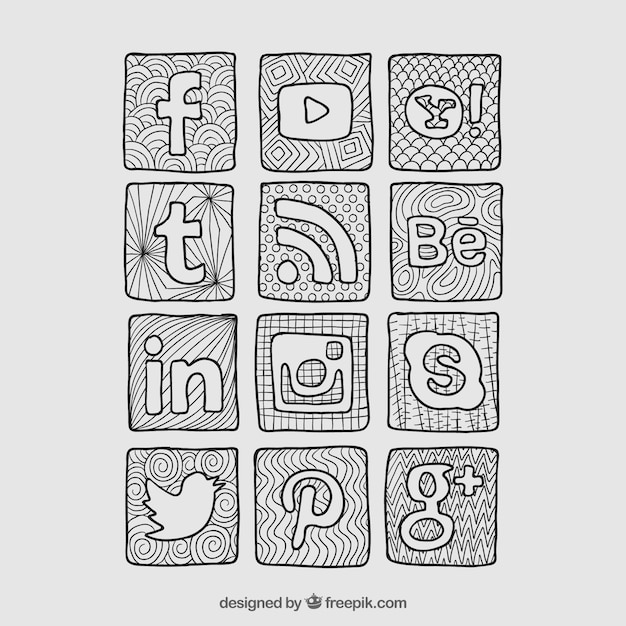Sketchy Social Network Icons Free Vector