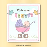 Free Vector Sketchy Welcome Baby Card