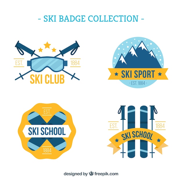 Premium Vector | Ski badge collection