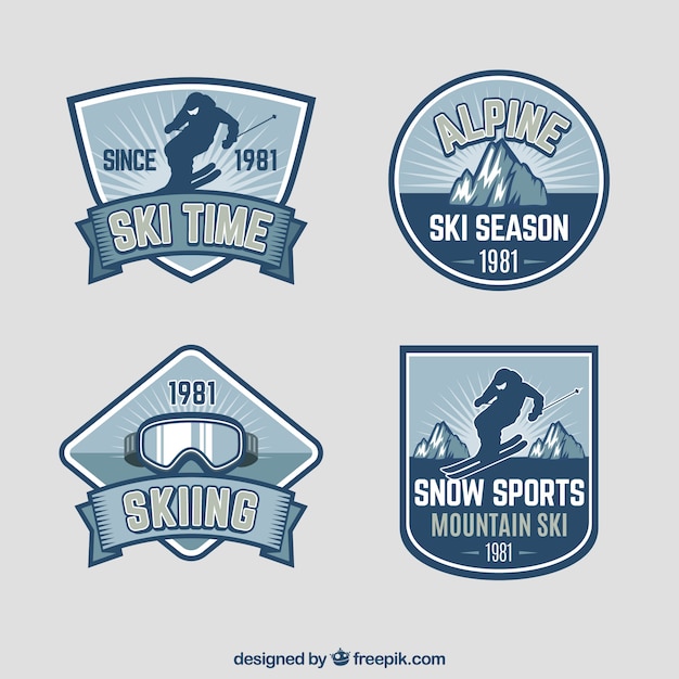 Premium Vector | Ski badge collection