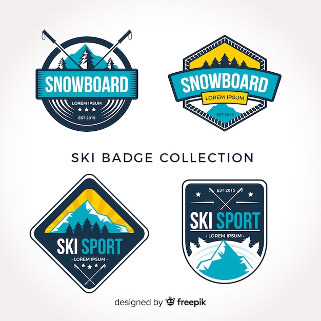 Ski badge collection | Free Vector