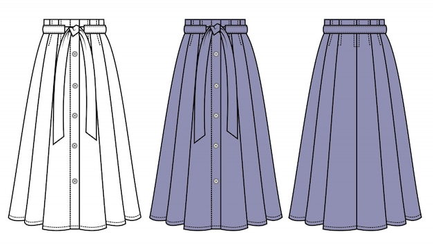 Premium Vector Skirt Fashion Flat Sketch Template 7210