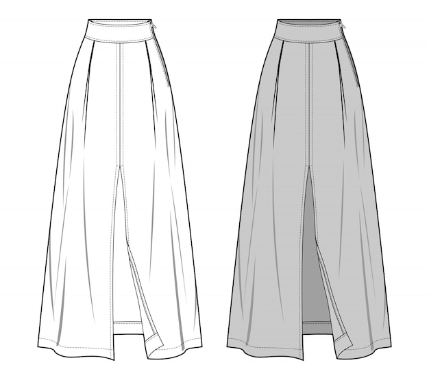 Skirt fashion flat sketch template | Premium Vector
