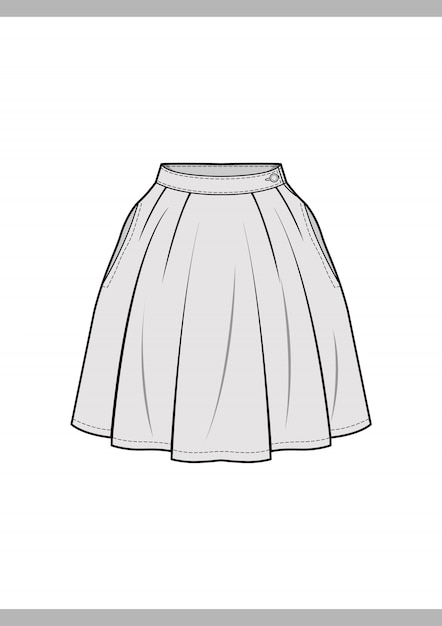 Skirt fashion technical drawings vector template | Premium Vector