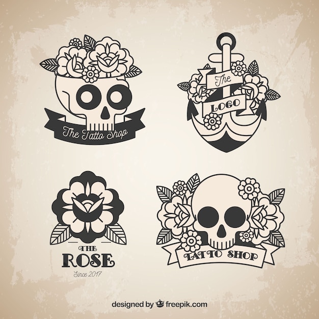 Skull and roses tattoo collection