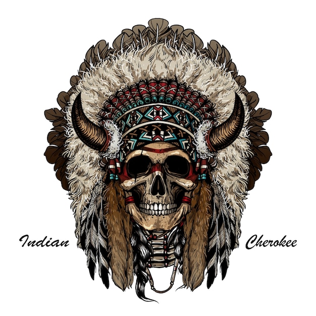 Premium Vector | Skull apache warrior