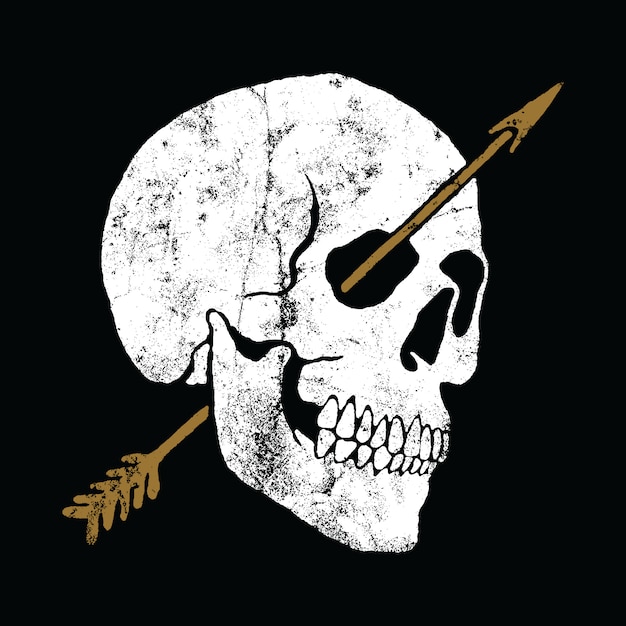Skull arrow graphic illustration vector art t-shirt design Premium Vector