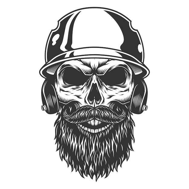 Skull in the baseball hat | Free Vector