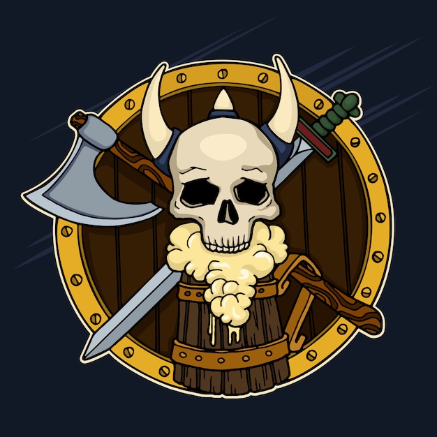 Premium Vector | Skull and beer