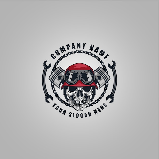 Premium Vector Skull Biker With Mascot Logo Sport