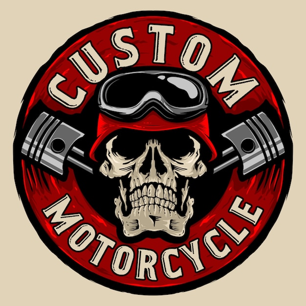 Premium Vector | Skull bikers custom logo