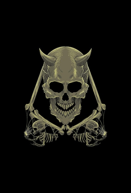 Premium Vector | Skull and bone with human skull play smart phone ...