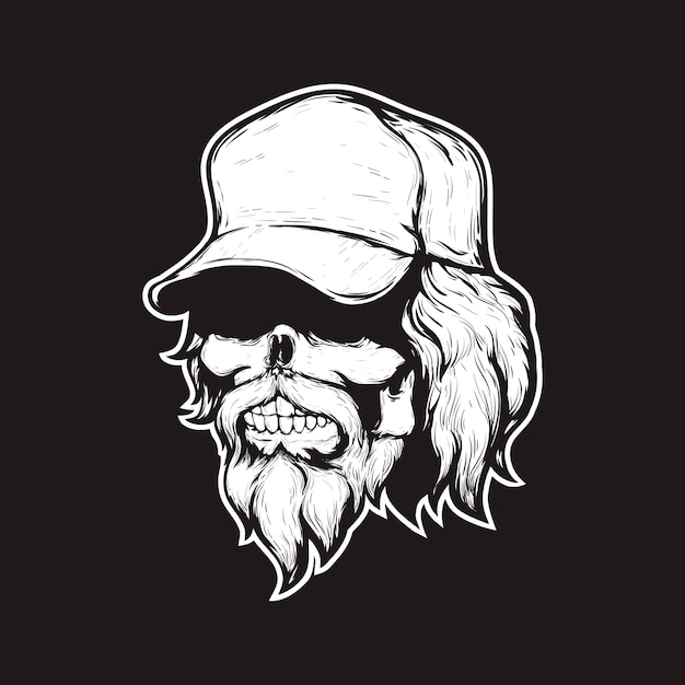 Skull in cap Premium Vector