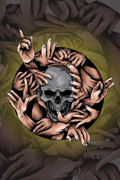 Premium Vector | Skull clasped hands vector illustration