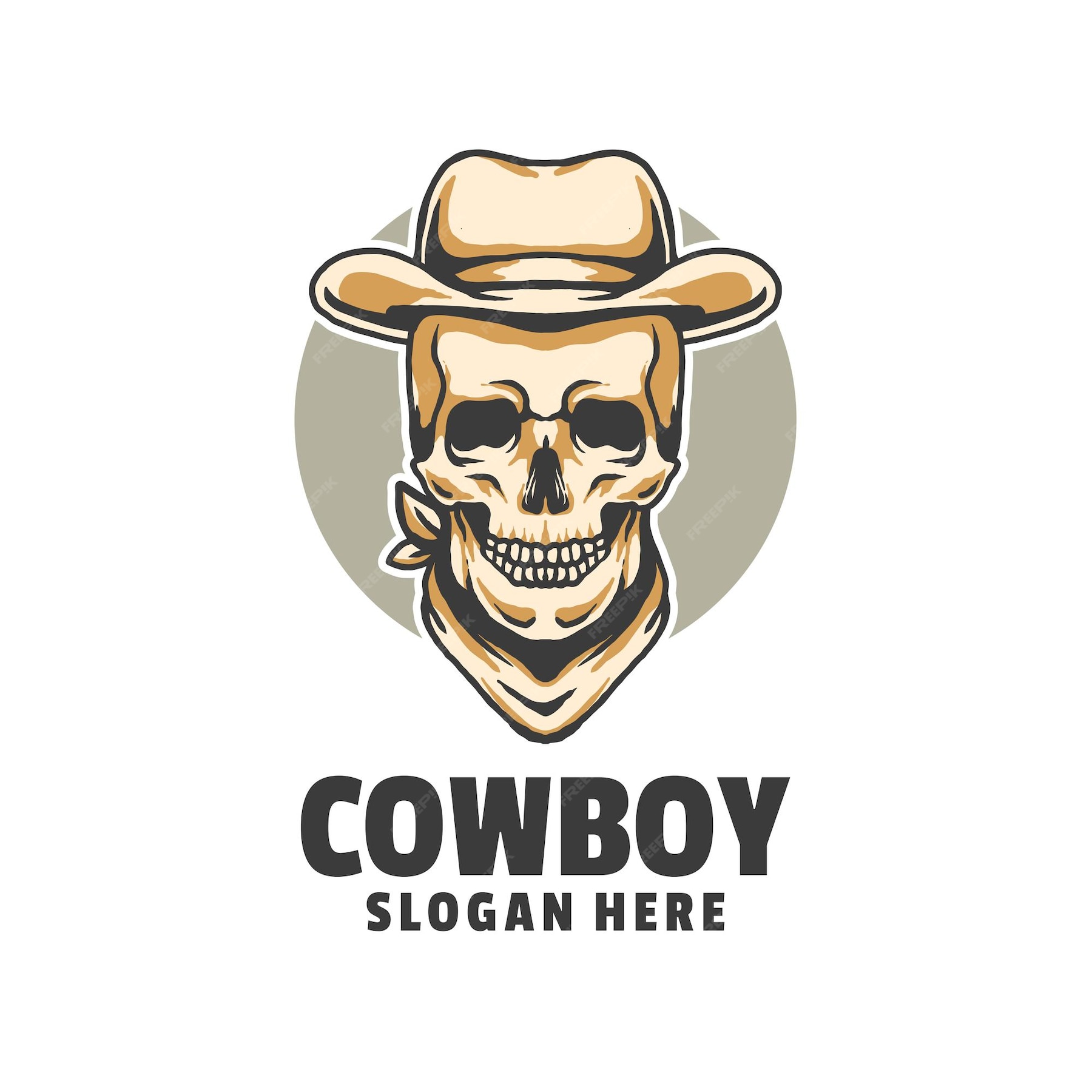 Premium Vector | Skull cowboy logo designs