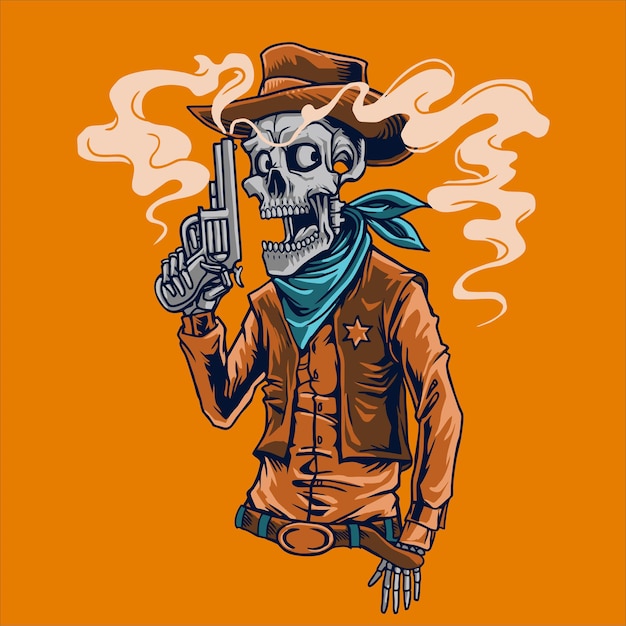 Premium Vector | Skull cowboy sheriff