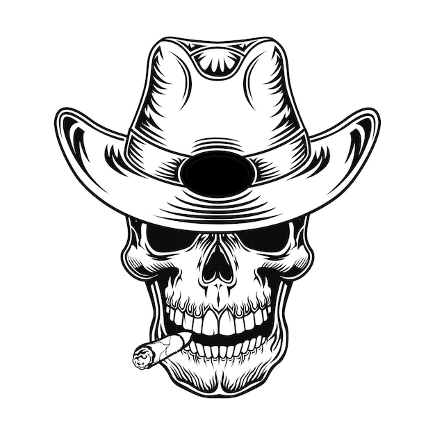 Free Vector | Skull of cowboy vector illustration. head of character in ...