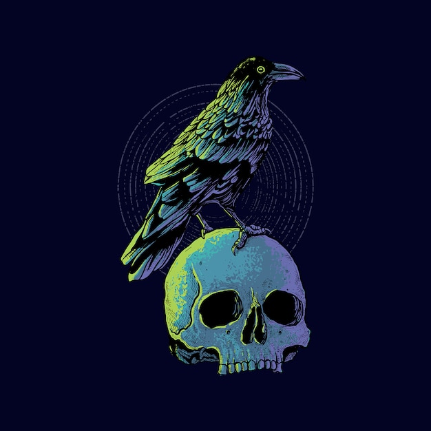 Premium Vector | Skull crow