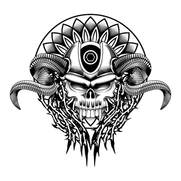 Download Premium Vector | Skull devil mandala background