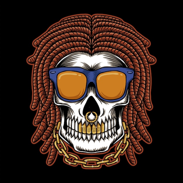 Premium Vector | Skull dreadlocks head