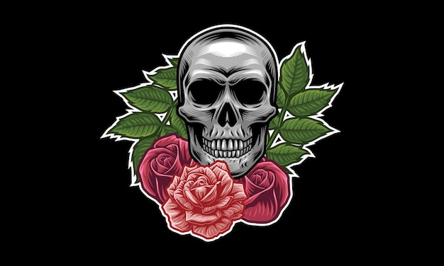 Premium Vector | Skull flower mascot logo design