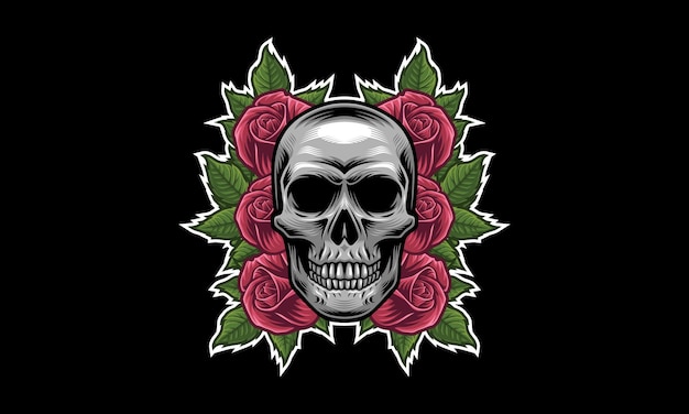 Premium Vector | Skull flower mascot logo design