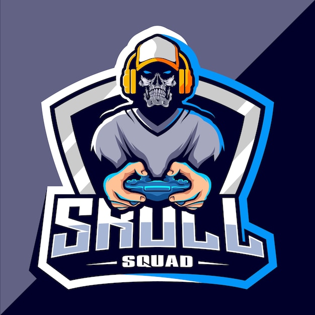 Premium Vector | Skull gamer esport logo design