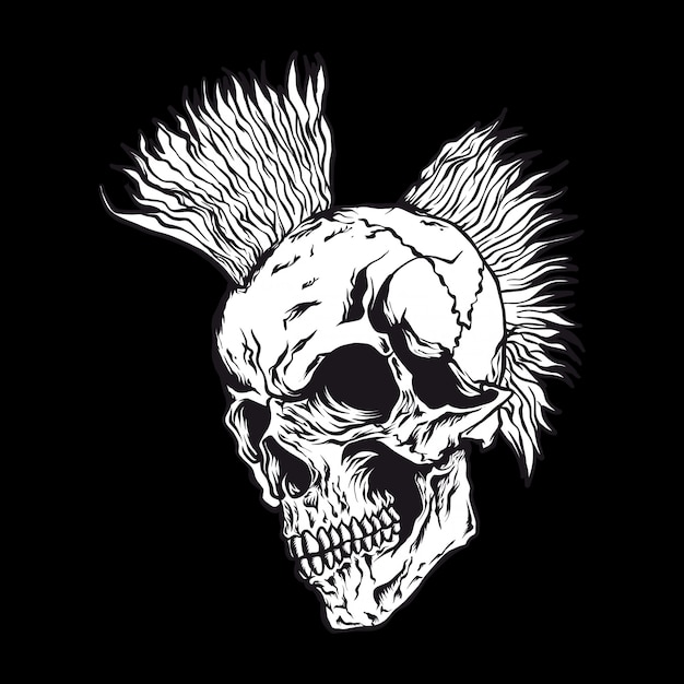 Premium Vector | Skull hair punk illustration