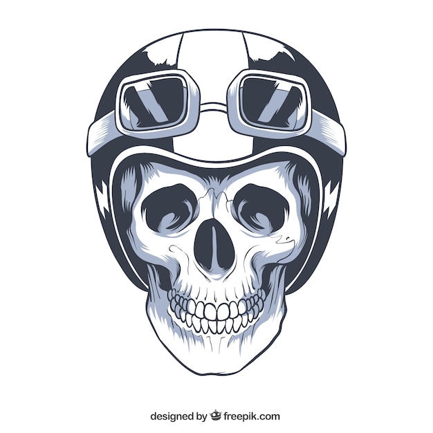 Skull hand drawn with helmet and glasses Vector | Free Download