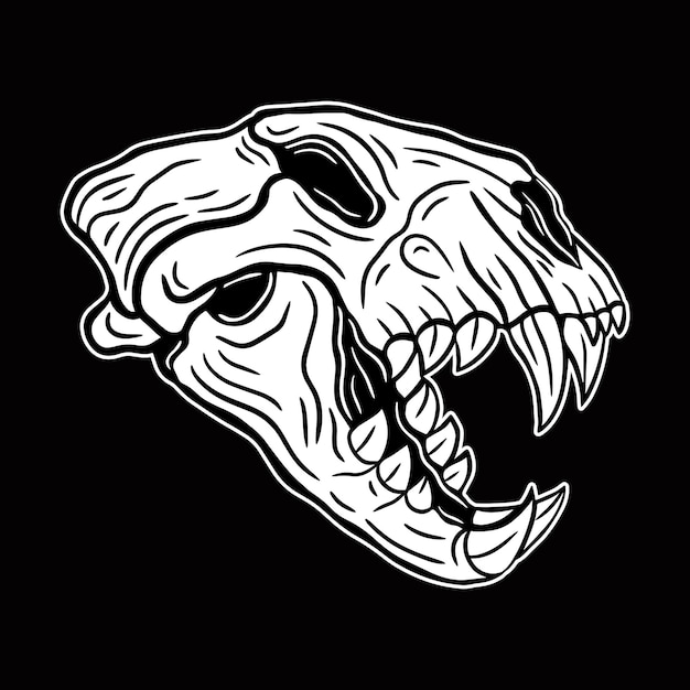 Premium Vector | Skull head hand drawn bones black white dark art ...