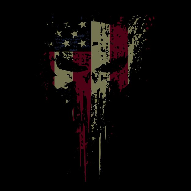 Premium Vector | Skull head usa flag with grunge texture vector tshirt ...