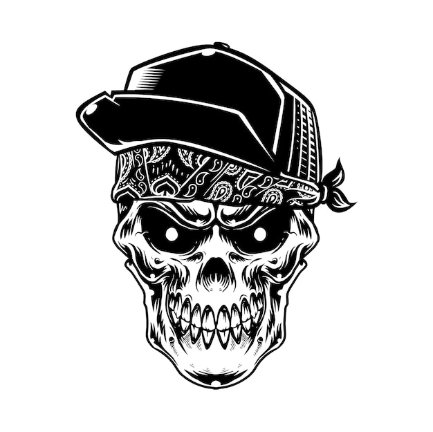 skull wearing hat