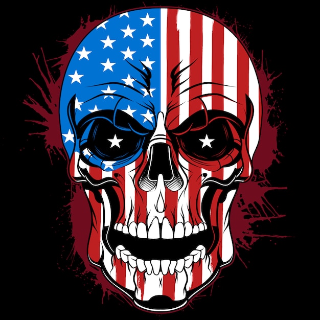 Download Skull head with the color of the united states flag ...
