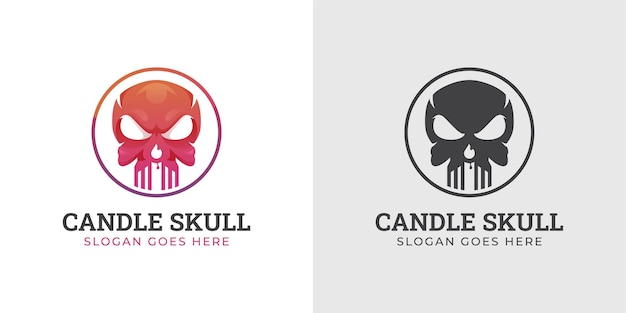 Premium Vector Skull Head With Fiery Candle Logo