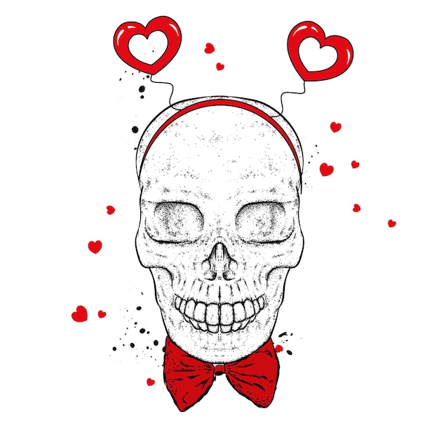 Premium Vector Skull And Hearts For Valentines Day Isolated On White