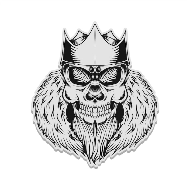 Download Skull king sticker vector illustration Vector | Premium ...