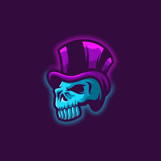 Skull logo on purple Vector | Premium Download